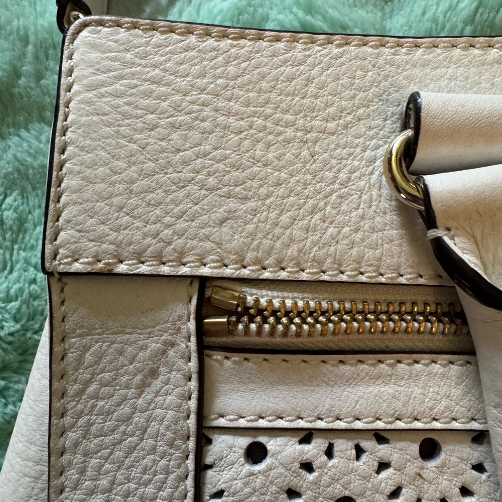 kate spade Cream Perforated Leather Satchel with Gold Hardware - Picture 6 of 15